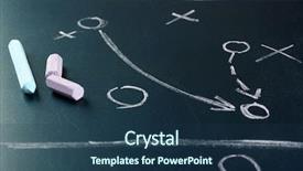  Presentation with game - Slide deck enhanced with tactical plan - scheme football game on blackboard background and a ocean colored foreground
