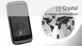  Presentation with cell - Theme featuring tacticle communications - cell phone with a broken background and a white colored foreground