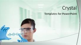  Presentation with digital communications - PPT theme with tacticle communications - digital composite of doctor woman background and a sky blue colored foreground