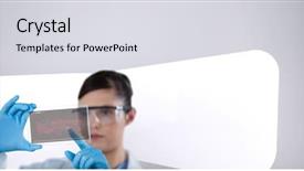  Presentation with digital communications - Presentation design featuring tacticle communications - digital composite of doctor women background and a light gray colored foreground