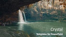  Presentation with waterfall - Presentation theme having tad-champee-waterfall-laos-landscape background and a gray colored foreground