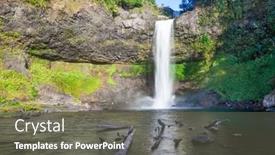  Presentation with waterfall - PPT theme with tad-e-tu-waterfall-bolaven background and a gray colored foreground