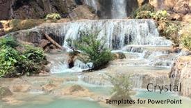  Presentation with waterfall - Presentation theme featuring tad-kuang-si-waterfall background and a mint green colored foreground