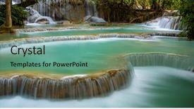  Presentation with software waterfall - Slide set enhanced with tado - kuang si waterfall luang prabang background and a seafoam green colored foreground