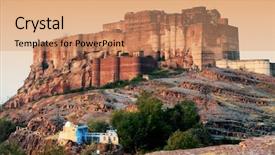  Presentation with india fort - Slides with tado - mehrangarh fort in jodhpur rajasthan background and a coral colored foreground