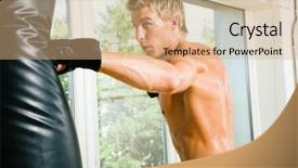  Presentation with fight two boxer boxing - Slides featuring tae kwon do - boxer hitting the sandbag hard background and a coral colored foreground