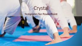  Presentation with group training - Colorful slides enhanced with tae kwon do - group in martial art training backdrop and a lemonade colored foreground