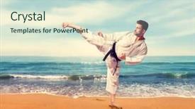  Presentation with women self defense martial arts - Beautiful presentation theme featuring tae kwon do - martial arts fighter training backdrop and a lemonade colored foreground