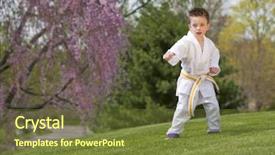  Presentation with women self defense martial arts - Presentation theme having tae kwon do - young boy practicing martial arts background and a tawny brown colored foreground