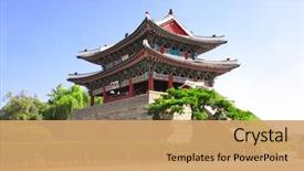  Presentation with korea - Presentation theme consisting of taedongmun-dong part of ancient background and a coral colored foreground