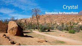  Presentation with palm tree - Slides consisting of tafraoute-landscape-with-rock-formation background and a teal colored foreground