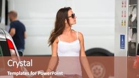  Presentation with gas station - Presentation design having tag and the gas mileage background and a coral colored foreground