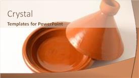  Presentation with slow food - Presentation having tagine-a-traditional-moroccan-clay background and a lemonade colored foreground