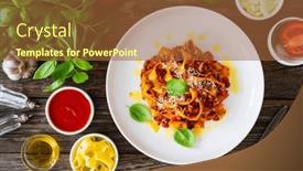  Presentation with pasta sauce - Presentation theme having tagliatelle-con-rag-alla-bolognese and a red colored foreground