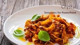  Presentation with pasta sauce - Slide set with tagliatelle-con-rag-alla-bolognese and a mint green colored foreground