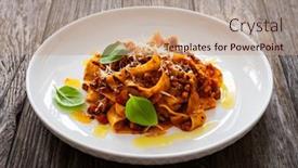  Presentation with pasta sauce - PPT layouts enhanced with tagliatelle-con-rag-alla-bolognese and a coral colored foreground