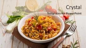  Presentation with chickpea - Cool new PPT layouts with tagliatelle pasta with chickpeas backdrop and a lemonade colored foreground