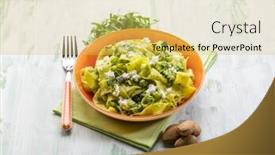  Presentation with almonds - Cool new presentation theme with tagliatelle-with-arugula-almonds backdrop and a yellow colored foreground