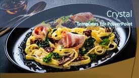  Presentation with spinach - Amazing slide set having tagliatelle-with-bacon-sun-dried backdrop and a ocean colored foreground