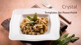  Presentation with sage - Theme with tagliatelle with butter sage and parmesan cheese background and a lemonade colored foreground