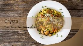  Presentation with nuggets - Presentation theme enhanced with tagliatelle-with-fried-chicken-breast background and a  colored foreground