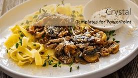 Presentation with nuggets - Slides enhanced with tagliatelle-with-fried-chicken-breast background and a coral colored foreground