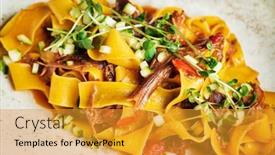  Presentation with herbs - Colorful slide set enhanced with tagliatelle-with-oxtail-and-herbs backdrop and a gold colored foreground