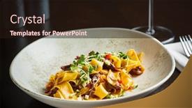  Presentation with herbs - Colorful presentation theme enhanced with tagliatelle-with-oxtail-and-herbs backdrop and a wine colored foreground