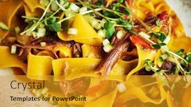  Presentation with herbs - Slides enhanced with tagliatelle-with-oxtail-and-herbs background and a gold colored foreground