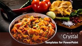  Presentation with sauce - Audience pleasing slides consisting of tagliatelle-with-pork-tomato-sauce backdrop and a tawny brown colored foreground