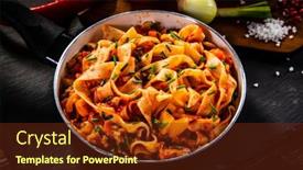  Presentation with sauce - PPT theme having tagliatelle-with-pork-tomato-sauce background and a tawny brown colored foreground