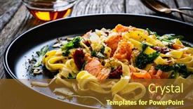 Presentation with nuggets - Cool new presentation design with tagliatelle-with-salmon-nuggets-arugula backdrop and a tawny brown colored foreground