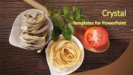  Presentation with mint - Colorful PPT layouts enhanced with tagliatelle with tomato and mint backdrop and a tawny brown colored foreground