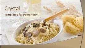 Presentation with sauce - Colorful PPT layouts enhanced with tagliatelle with truffle and cream sauce backdrop and a lemonade colored foreground