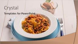  Presentation with tuna - PPT layouts featuring tagliatelle with tuna ragout and green peas background and a lemonade colored foreground