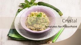 Presentation with almond - Colorful presentation enhanced with tagliatelle-with-zucchinis-almond backdrop and a lemonade colored foreground