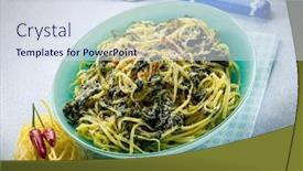  Presentation with chili - Slides enhanced with tagliolini-with-turnip-top background and a sky blue colored foreground