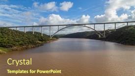  Presentation with spain - Presentation enhanced with tagus-river-near-caceres-spain background and a tawny brown colored foreground