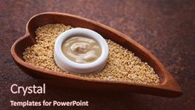  Presentation with seeds - PPT theme with tahini and sesame seeds - food background and a wine colored foreground