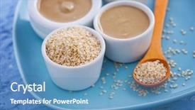  Presentation with sesame seeds and oil - Cool new presentation theme with tahini and sesame seeds - food backdrop and a teal colored foreground