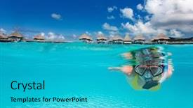  Presentation with underwater - Slide deck with tahiti - underwater photo of woman snorkeling background and a teal colored foreground