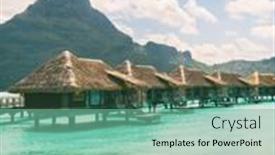  Presentation with polynesia - Presentation design enhanced with tahiti-bora-bora-beach-vacation background and a seafoam green colored foreground