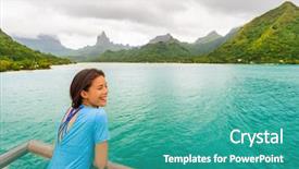  Presentation with oceania - Cool new PPT layouts with tahiti cruise ship travel vacation backdrop and a teal colored foreground