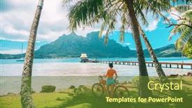  Presentation with electric bicycle - Slide set having tahiti-travel-biking-tourist background and a tawny brown colored foreground