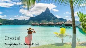  Presentation with luxury travel - Presentation theme having tahiti-travel-holiday-luxury-hotel background and a soft green colored foreground