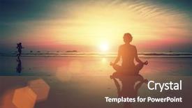  Presentation with tai chi - Colorful slide deck enhanced with tai chi - girl sitting on the beach backdrop and a tawny brown colored foreground