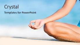  Presentation with tai chi - Slide deck having tai chi - happy relaxed young woman practicing background and a light blue colored foreground