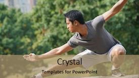  Presentation with park - Theme enhanced with tai chi - man doing martial art exercises background and a coral colored foreground