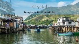  Presentation with hong kong china - PPT theme consisting of tai-o-hong-kong-china background and a light blue colored foreground