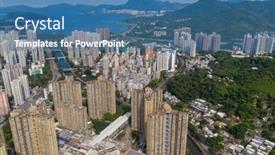  Presentation with residential - Beautiful presentation theme featuring tai-po-hong-kong-17 backdrop and a teal colored foreground